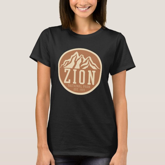 T-shirt Zion National Park Utah USA Outdoors Retro (Devant)