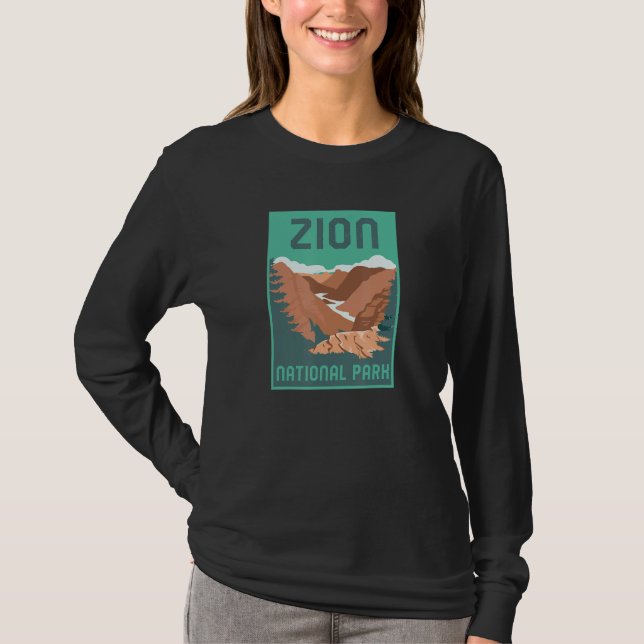 T-shirt Zion National Park Utah Vacation Poster Style Retr (Devant)