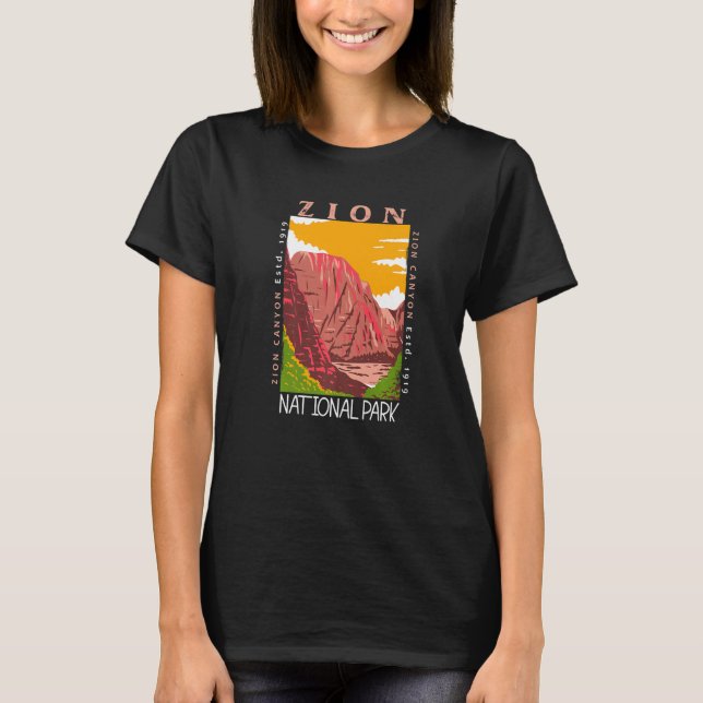 T-shirt Zion National Park Utah Zion Canyon Distressed Vin (Devant)