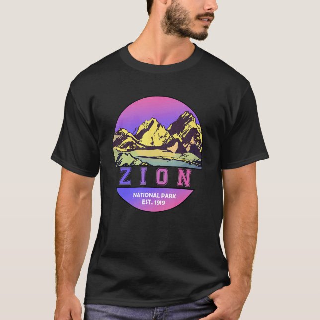 T-shirt Zion National Park WPA Poster Style Graphic Utah (Devant)