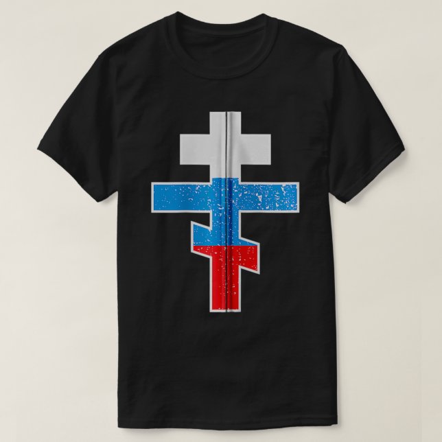 T-shirt Zip de la croix orthodoxe russe (Design devant)