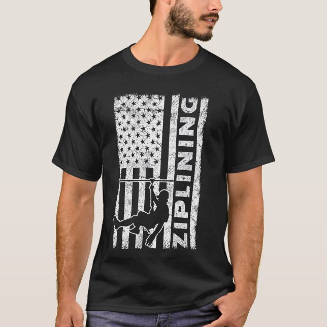 T-shirt Zipline Ziplining USA (Devant)