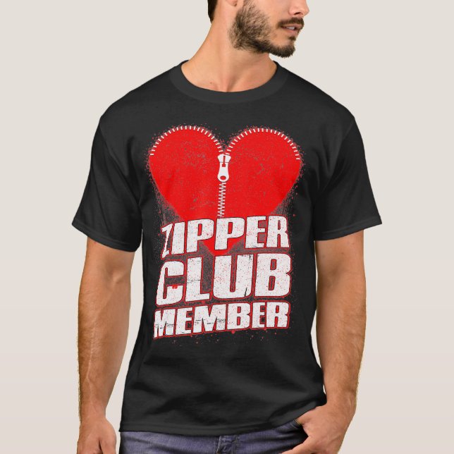 T-shirt Zipper Club Open Heart Surgery Gifts Recovery Men  (Devant)