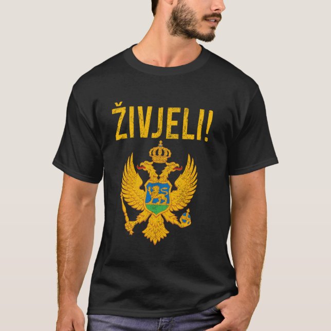 T-shirt Zivjeli Montenegro Fierté Drapeau Monténégro Vinta (Devant)
