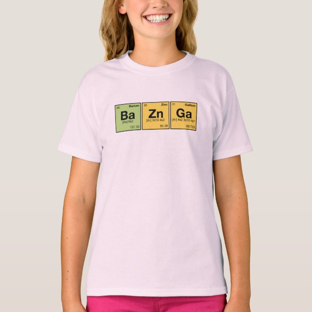 T-shirt ZN GA DE BA ! Éléments périodiques orthographiant (Devant)