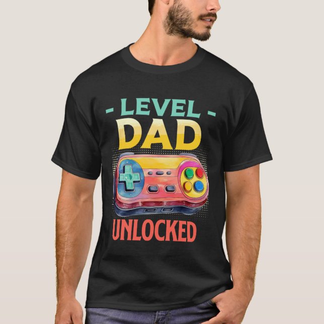 T-shirt Zocker Papa DAD LEVEL UNLOCKED EST 2026 Soon-to-be (Devant)