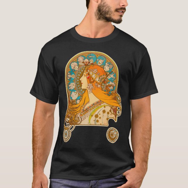 T-shirt Zodiac (1896) - Alphonse Mucha. élevé (Devant)