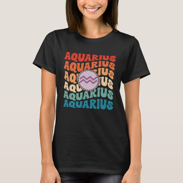 T-shirt Zodiac Aqiarius Horoscope Retro Groovy Aquarius Zo (Devant)