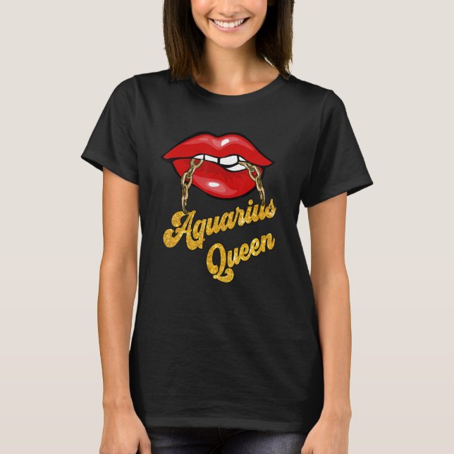 T-shirt Zodiac Astrology  Lip Aquarius Queen January (Devant)