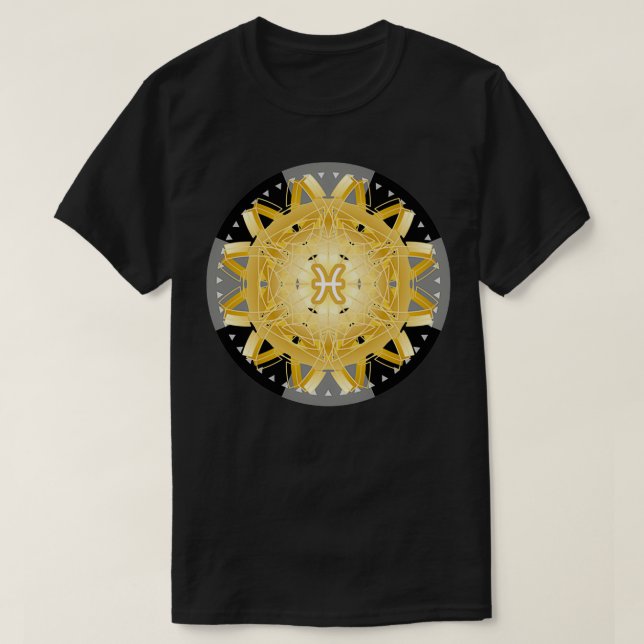 T-shirt Zodiac Mandala PISCES Noir (Design devant)