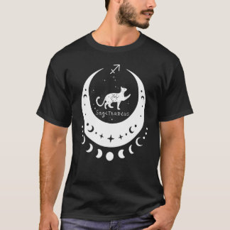 T-shirt Zodiac Sagittarius Horoscope Astrology Cat Crescen