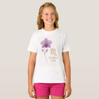 T-shirt Zodiac Scorpio avec fleur d'orchidée - Per