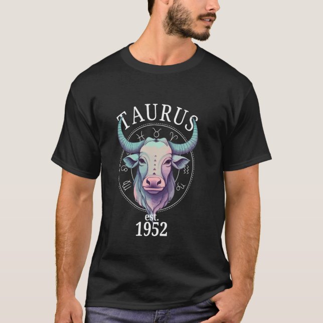 T-shirt Zodiac Taurus Bull Born in 1952 (Devant)