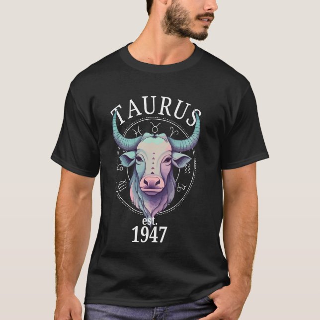 T-shirt Zodiac Taurus Bull Né en 1947 (Devant)