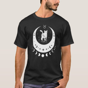 T-shirt Zodiac Taurus Horoscope Astrology Sign Cat Crescen