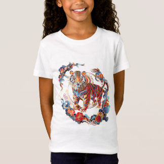 T-Shirt Zodiacs chinois - Tigre décoratif avec Pat Floral