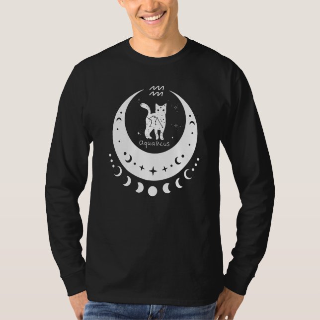 T-shirt Zodiaque Verseau Horoscope Astrologie Chat Croissa (Devant)