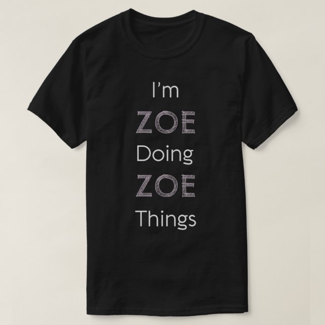 T-shirt Zoe Nom Femmes Personnalisées Cute Rose Girl Thing (Design devant)