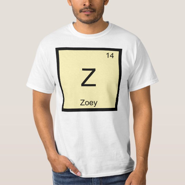 T-shirt Zoey Name Chemistry, élément Table périodique (Devant)