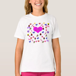 T-shirt Zoey Nom Avec Des Papillons Bonnets Fleurs,
