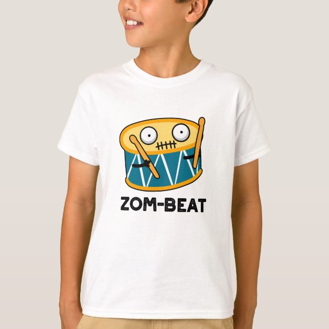 T-shirt Zom beat Funny Halloween Zombie Drum Pun (Devant)