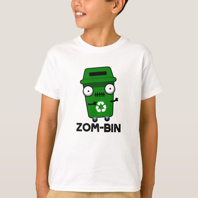 T-shirt Zom-bin Funny Halloween Zombie Trash Bin Pun (Devant)