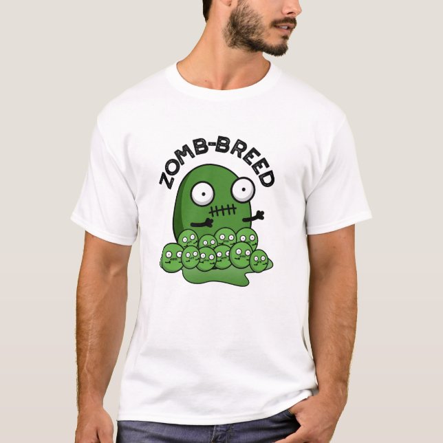T-shirt Zom-breed Funny Halloween Zombie race Pun (Devant)