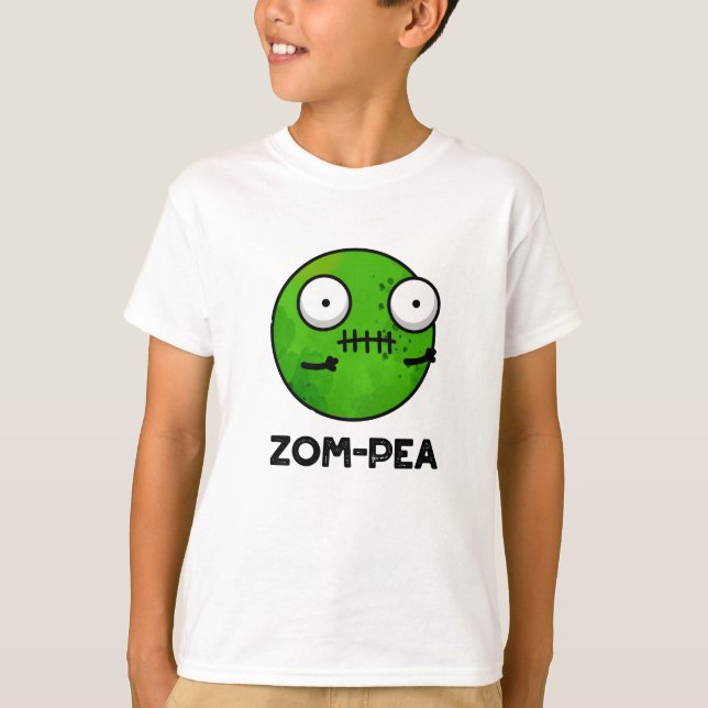 T-shirt Zom-pea Drôle Halloween Zombie Pea Pun (Devant)
