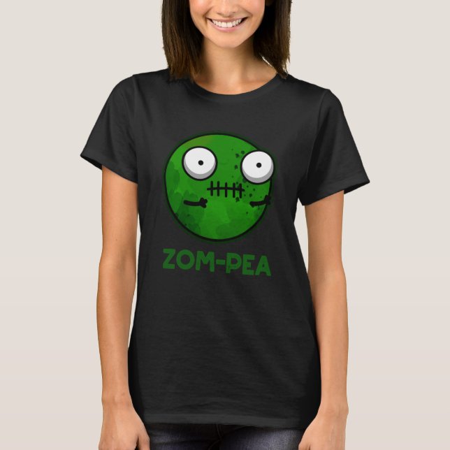 T-shirt Zom-pois amusant Zombie Pea Pun Dark BG (Devant)