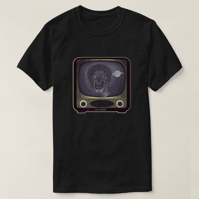 T-shirt Zombie à la télévision - Or (Design devant)