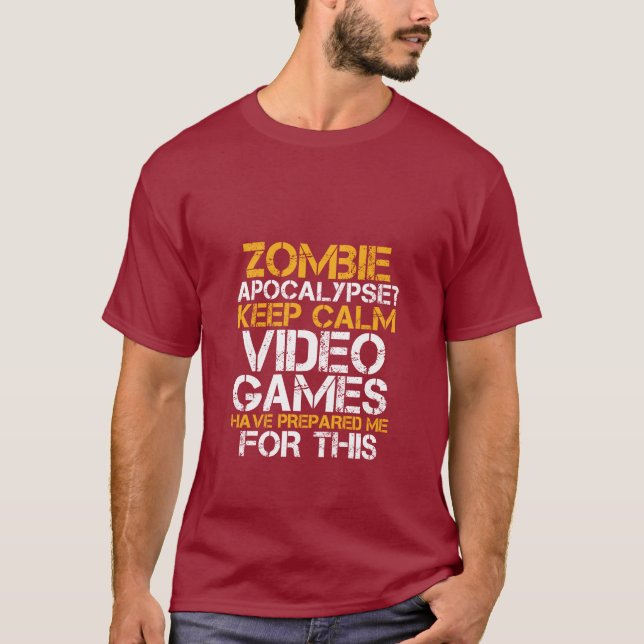 T-shirt Zombie Apocalypse Gamers Gardez Le Calme Funny T-s (Devant)