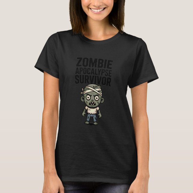 T-shirt Zombie Apocalypse Survivor Funny Horror Halloween (Devant)