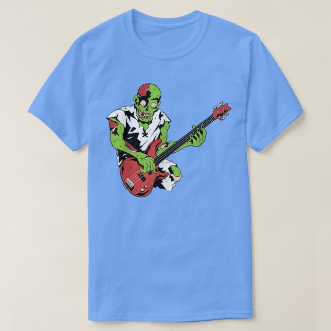 T-shirt Zombie Basse Guitare Lazy Halloween Costume Musiqu (Design devant)