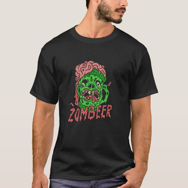 T-shirt Zombie Beer Zombeer Goth Satanic Punk Satan gothiq (Devant)