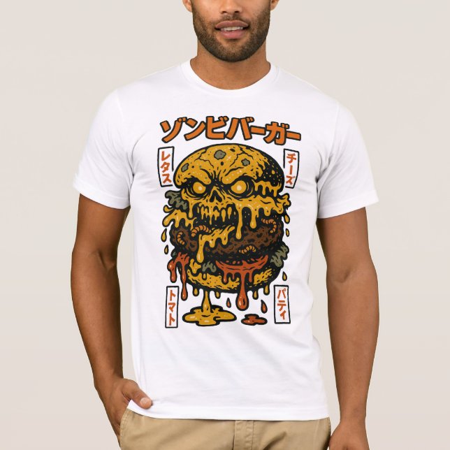 T-shirt Zombie Burger Crâne - Déplaisant Funny Horreur ali (Devant)