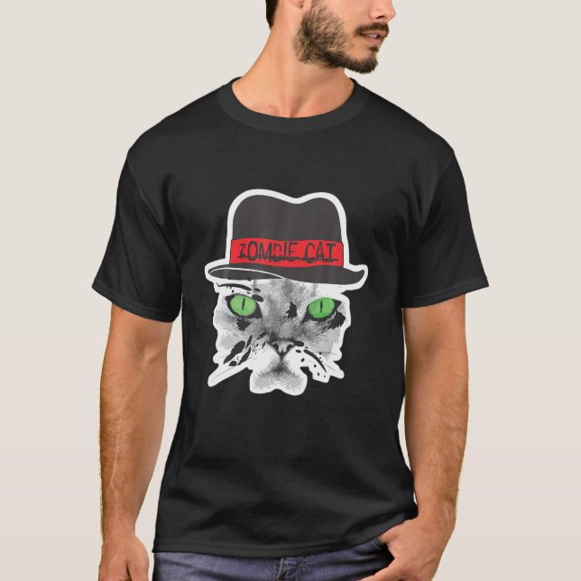 T-shirt Zombie Cat Cat Lover Funny Cat (Devant)