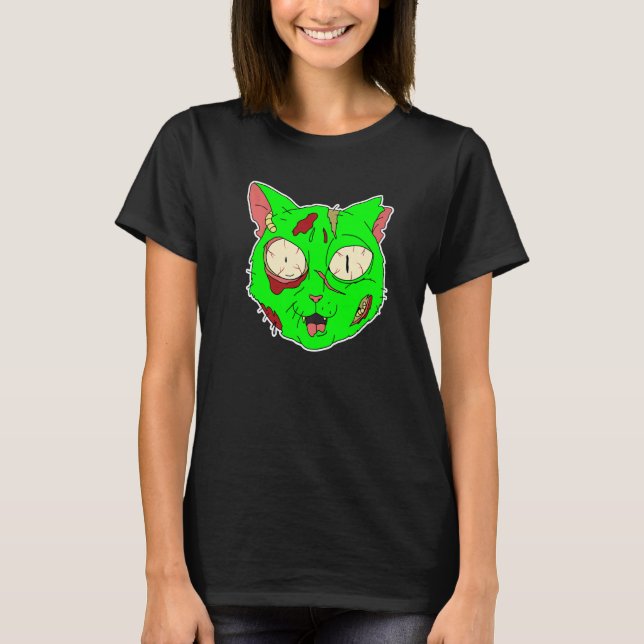 T-shirt Zombie Cat Lazy Halloween Costume Scary Creepy Spo (Devant)