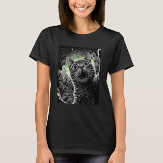 T-shirt Zombie Cat Selfie Funny Scary Halloween Cemetery G