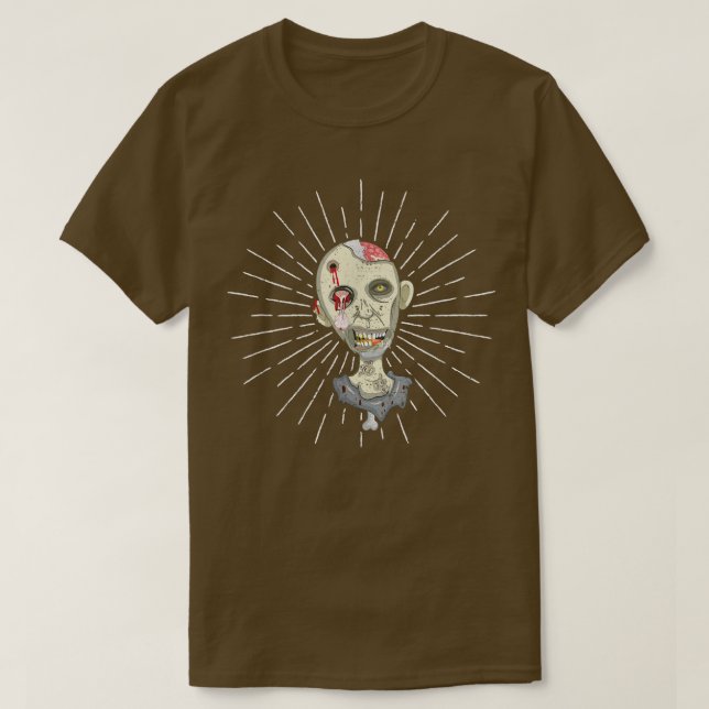 T-shirt Zombie Cerveau Visage Halloween Zombies Déplaisant (Design devant)