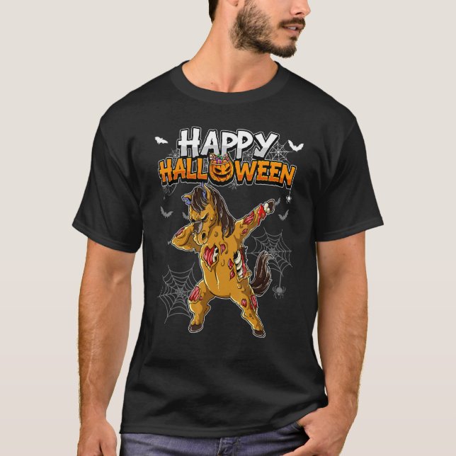 T-shirt Zombie Cheval Joyeux Halloween (Devant)
