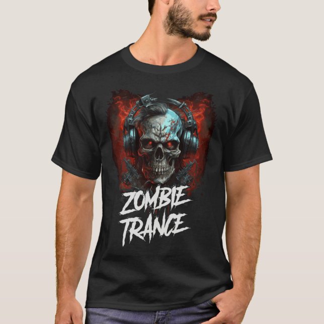 T-shirt Zombie crâne techno dj (Devant)