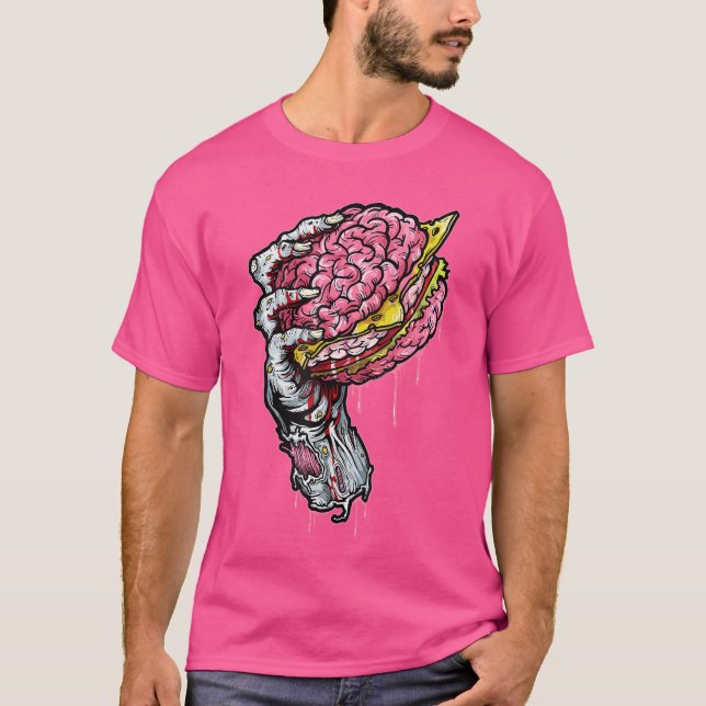 T-shirt Zombie Dead Brain Hamburger Halloween Horror Humor (Devant)