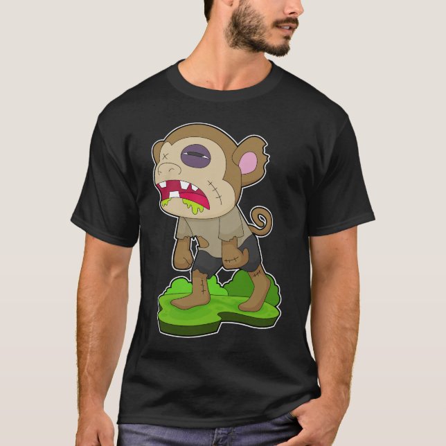 T-shirt Zombie d'Halloween singe (Devant)