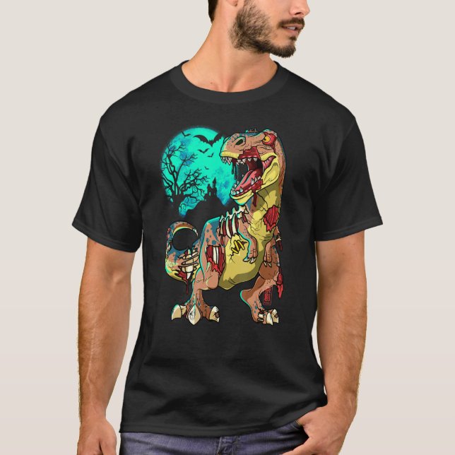 T-shirt Zombie Dinosaur T Rex Halloween Enfants Monster Cr (Devant)