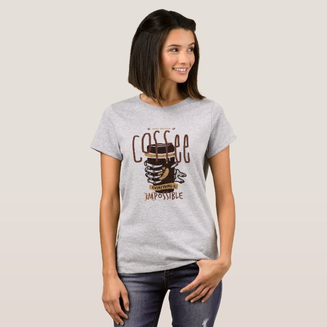 T-shirt Zombie Drôle Avec Assez De Café (Devant entier)