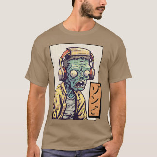 T-shirt Zombie écouter de la musique vintage