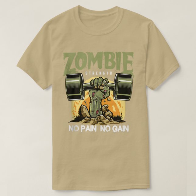 T-shirt Zombie Force Sans Douleur Amusants Travailler Gym  (Design devant)