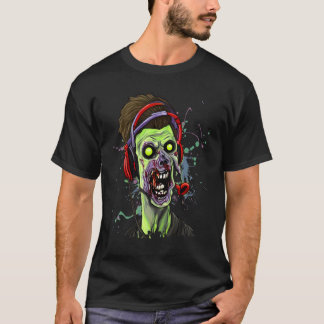 T-shirt Zombie Gamer Playing Video Game Halloween  Horror 
