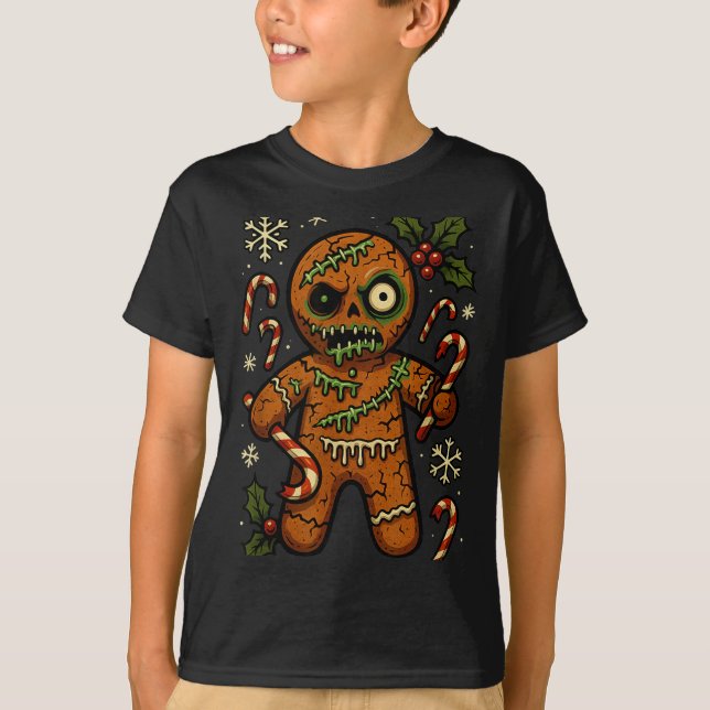 T-shirt Zombie Gingerbread Man Christmas Zombie T Shirt  (Devant)