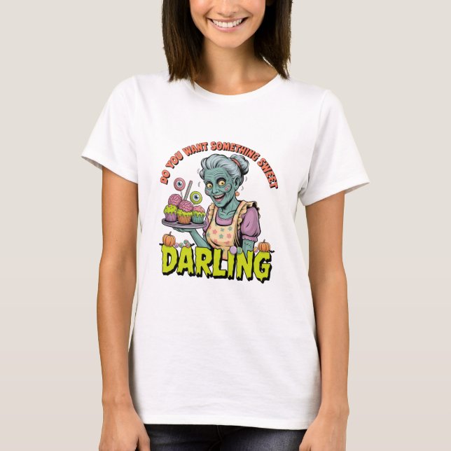 T-shirt Zombie Grandma - Sweet Halloween Darling (Devant)